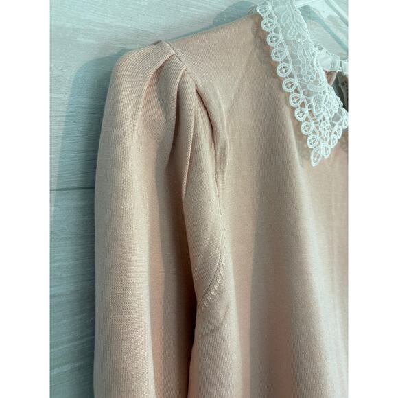 Adrianna Papell Pastel Lace Collar Shirt Sweater NWT - Picture 4 of 5